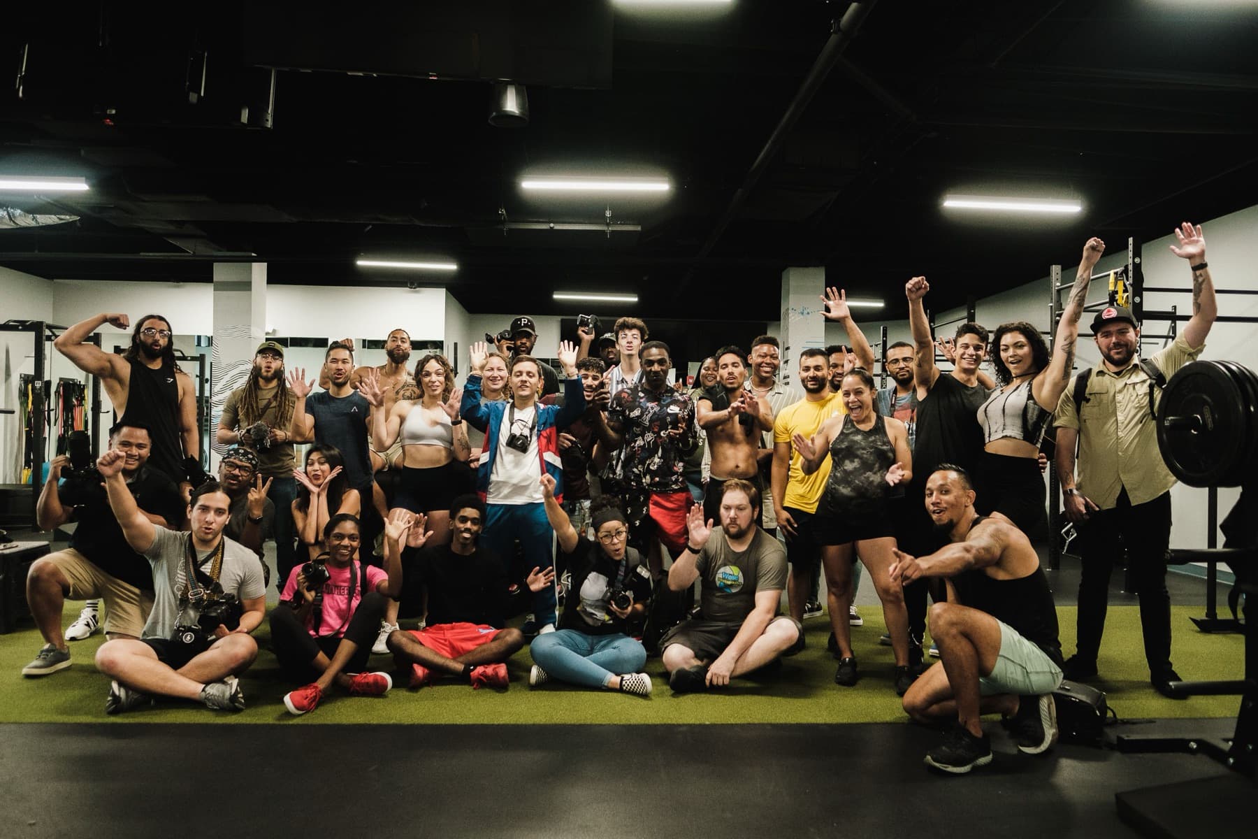 Members training together in a community gym